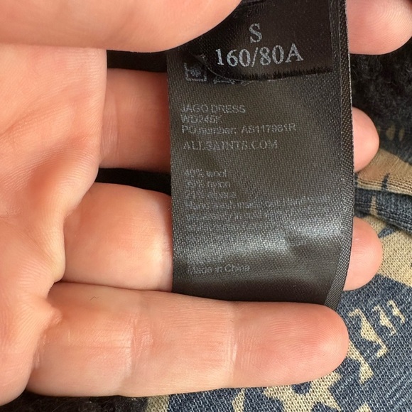 Allsaints Women's S Wool alpaca Turtleneck Knit 3/4 Sleeve Sweater Dress Black - Picture 11 of 11